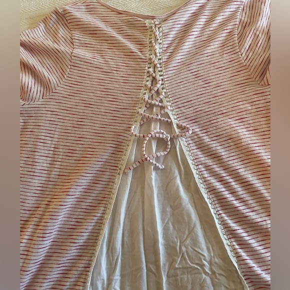 Red and White Striped Top with Back Lace-Up Detail by Lane Bryant Plus 22W - Picture 4 of 6